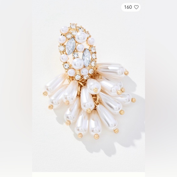 Anthropologie pearl Cluster Crystal drop Earring - Picture 3 of 11